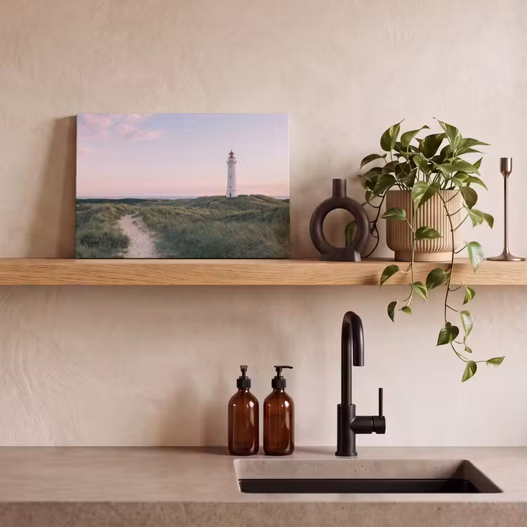 Canvas schilderij - Vuurtoren - Duinlandschap - Zee — 3