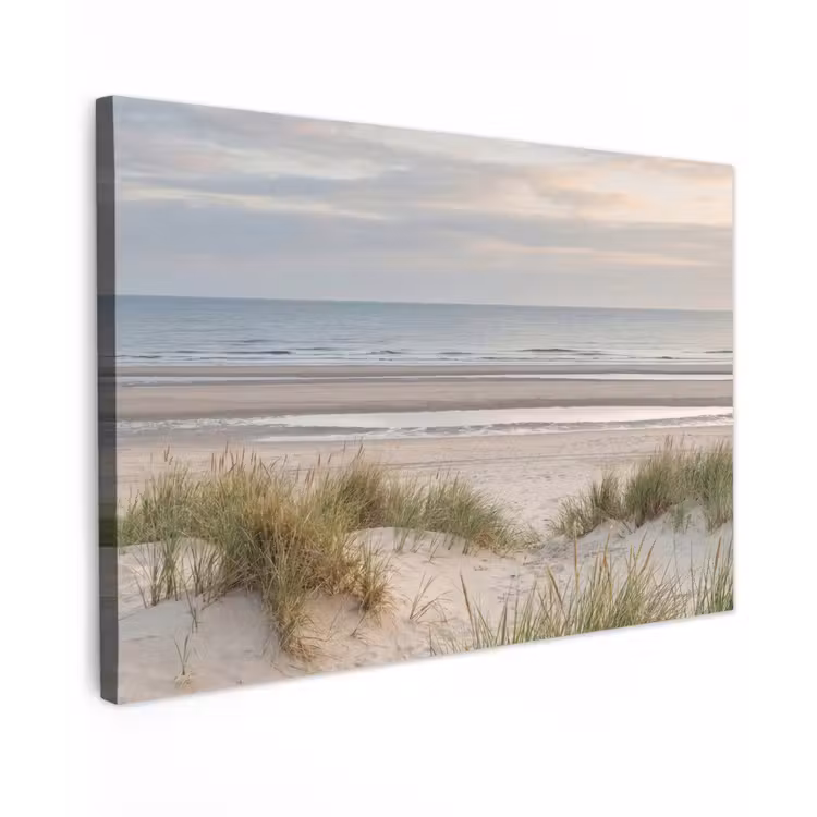 Canvas schilderij - Zandstrand - Bewolkt - Duinen — 1