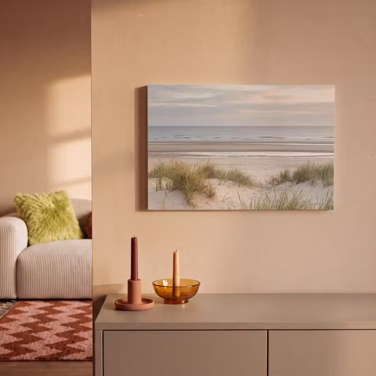 Canvas schilderij - Zandstrand - Bewolkt - Duinen — 2