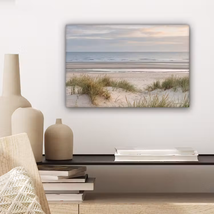 Canvas schilderij - Zandstrand - Bewolkt - Duinen — 5