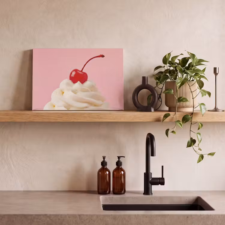 Canvas schilderij - Kers - Slagroom - Roze — 3