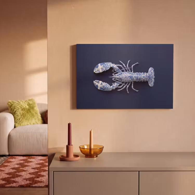 Canvas schilderij - Kreeft - Porselein - Delfts - Blauw — 2