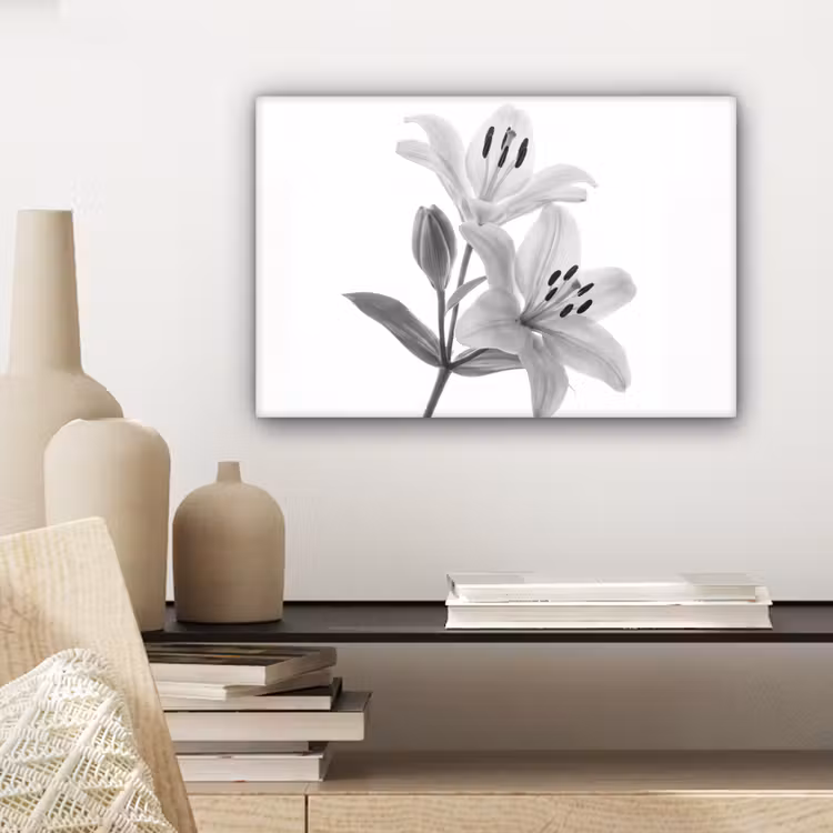 Canvas schilderij - Lelies - Elegant - Zwart - Wit — 5