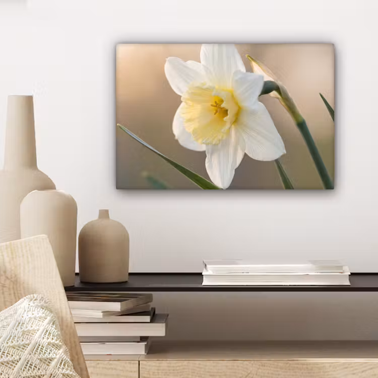 Canvas schilderij - Narcis - Bloem - Minimalistisch — 5
