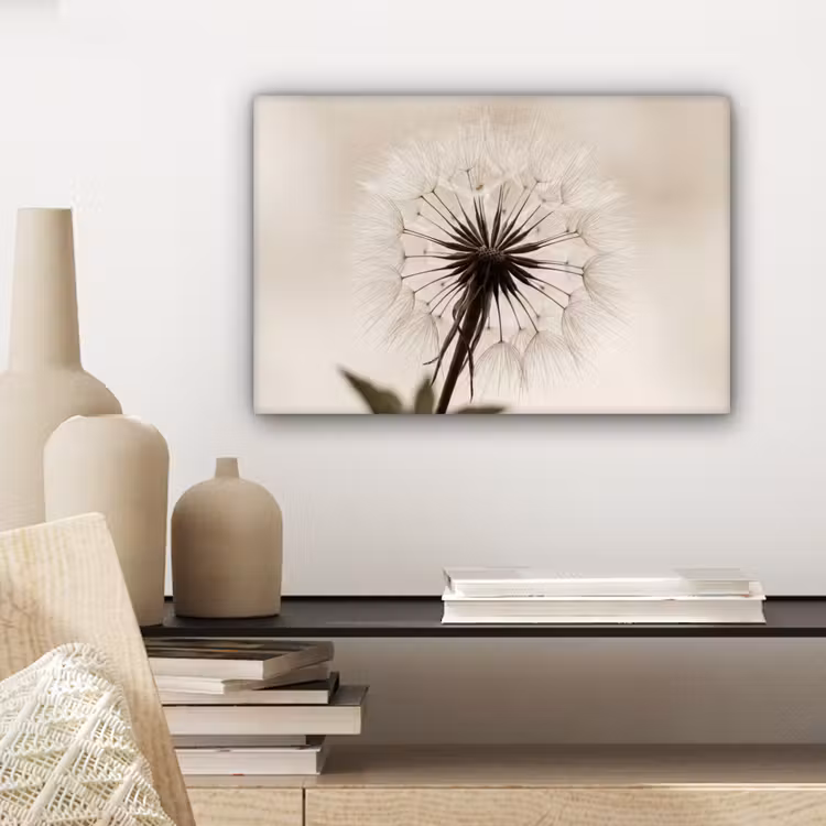 Canvas schilderij - Paardenbloem - Minimalistisch - Wit — 5