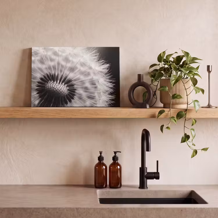 Canvas schilderij - Paardenbloem - Zwart - Wit — 3