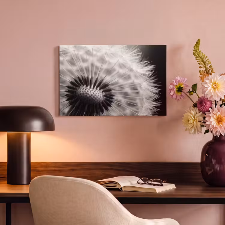 Canvas schilderij - Paardenbloem - Zwart - Wit — 4