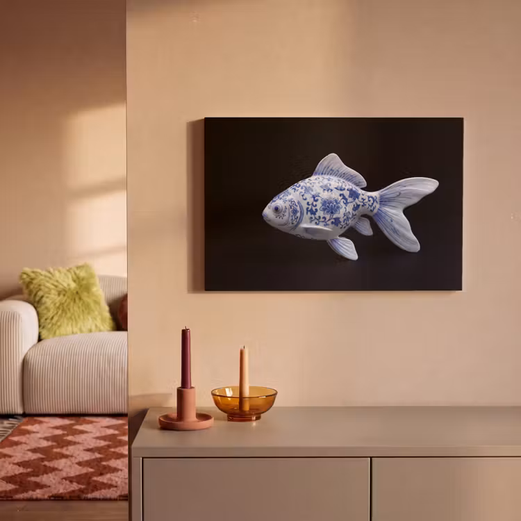Canvas schilderij - Porselein - Goudvis - Delfts - Blauw — 2