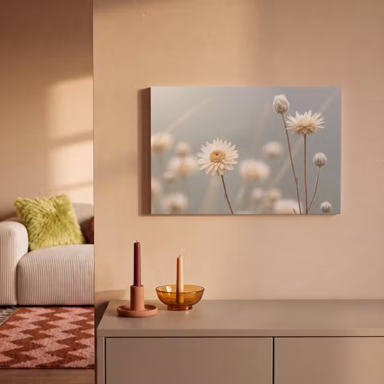 Canvas schilderij - Strobloemen - Wit - Daglicht — 2