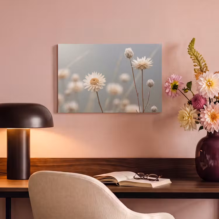 Canvas schilderij - Strobloemen - Wit - Daglicht — 4
