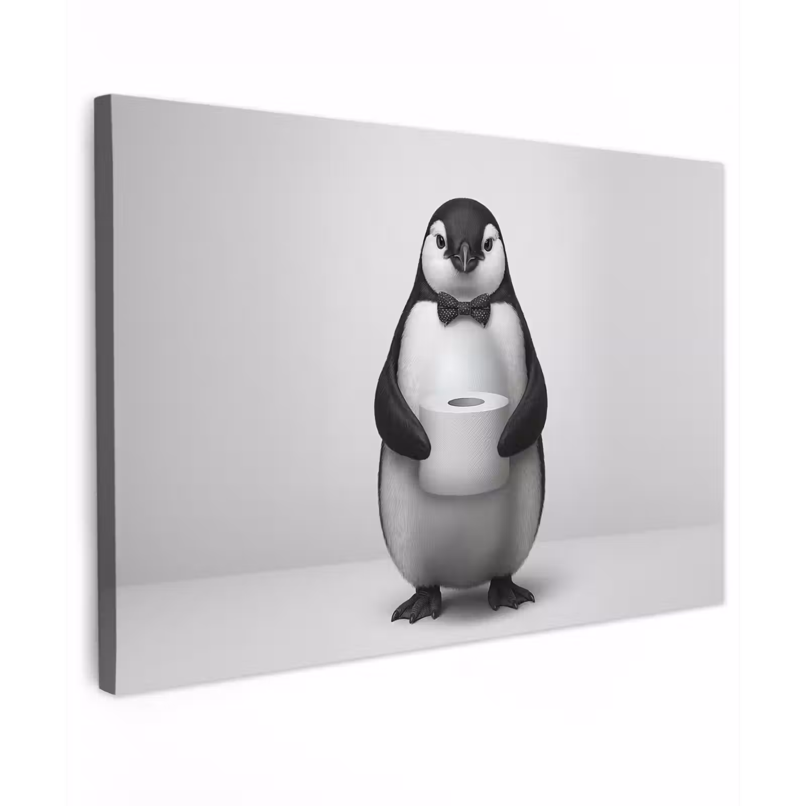 Canvas schilderij - Pinguïn - WC rol - Wit — 1
