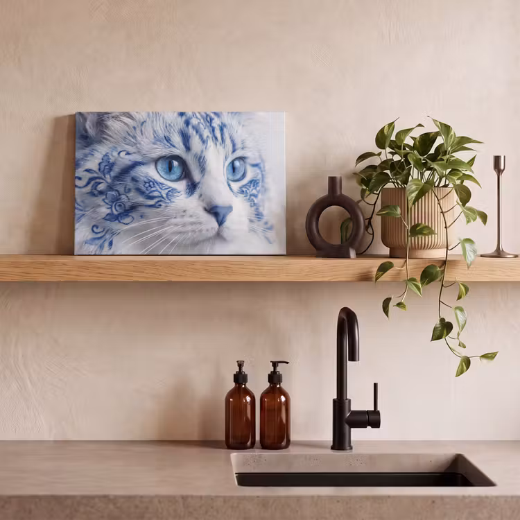 Canvas schilderij - Kat - Patroon - Blauw — 3