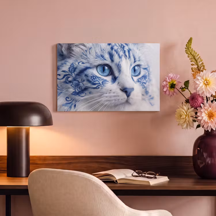 Canvas schilderij - Kat - Patroon - Blauw — 4