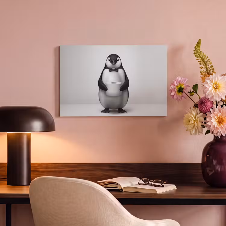 Canvas schilderij - Pinguïn - WC rol - Wit — 4
