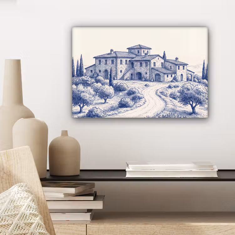 Canvas schilderij - Rustiek - Landgoed - Blauw — 5