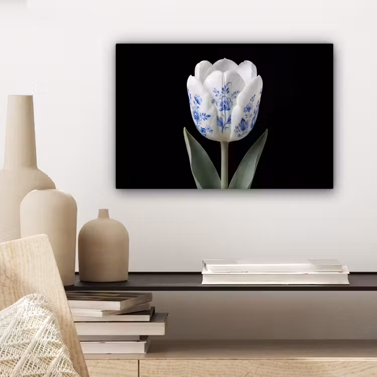 Canvas schilderij - Tulp - Patroon - Blauw — 5