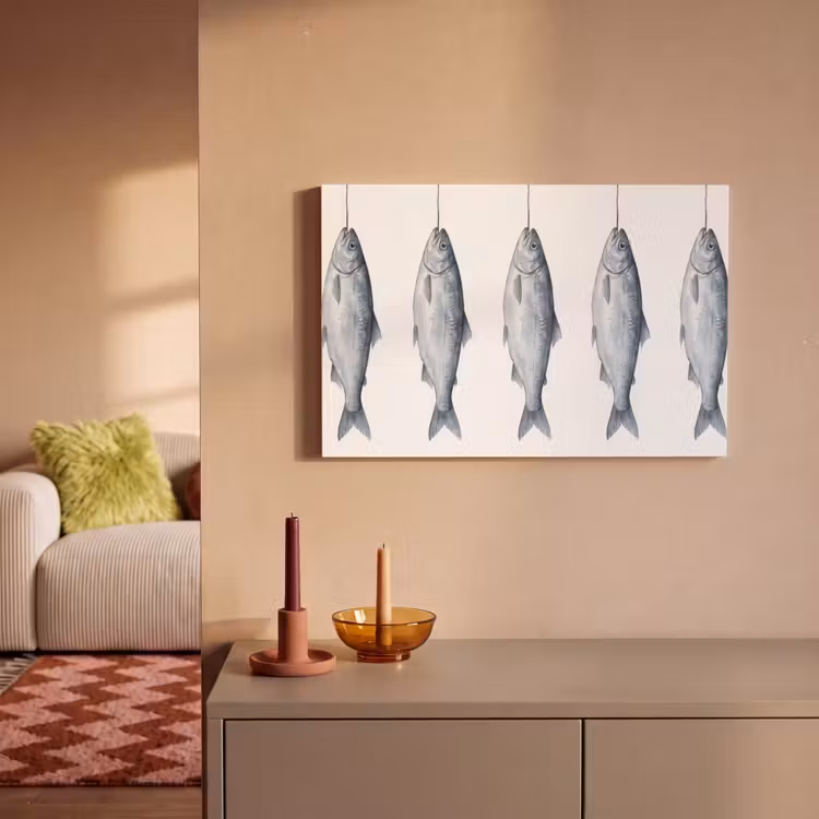 Canvas schilderij - Vissen - Illustratie - Delfts - Blauw — 2