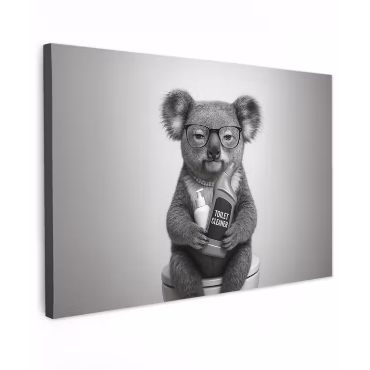 Canvas schilderij - Koala - Bril - Toilet — 1