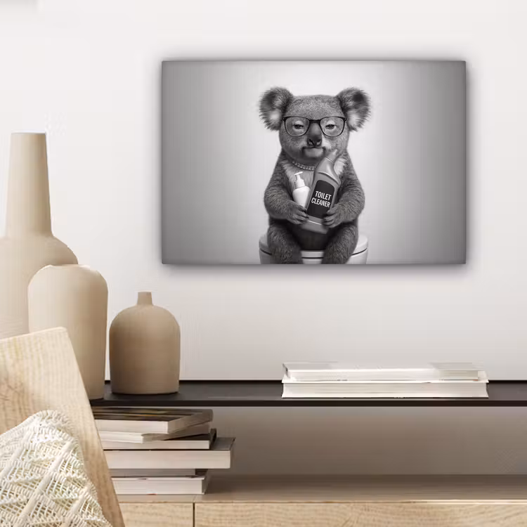 Canvas schilderij - Koala - Bril - Toilet — 5