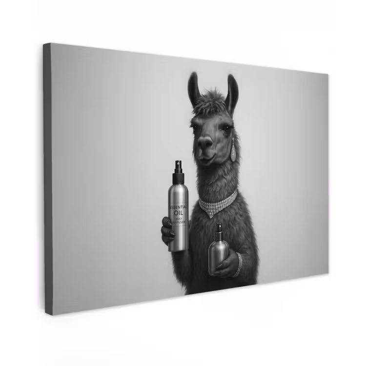 Canvas schilderij - Lama - Flessen - Zwart - Wit — 1