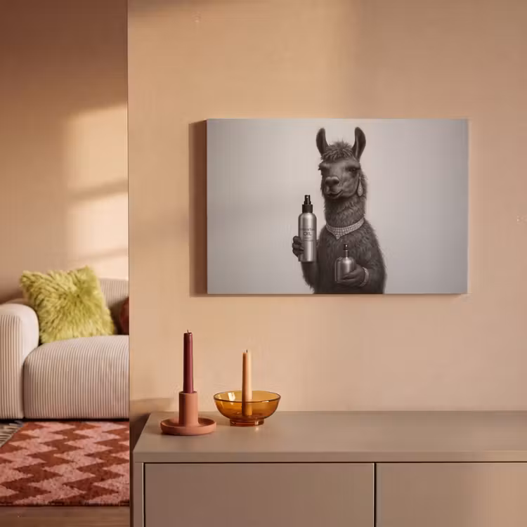 Canvas schilderij - Lama - Flessen - Zwart - Wit — 2