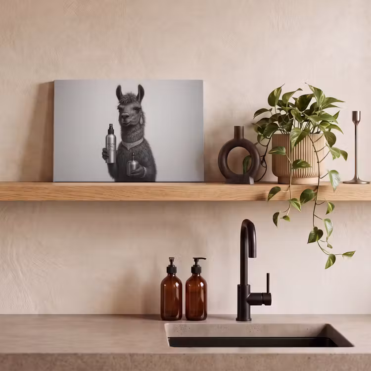 Canvas schilderij - Lama - Flessen - Zwart - Wit — 3