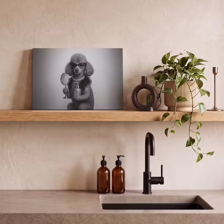 Canvas schilderij - Poedel - Spiegel - Zwart - Wit — 3