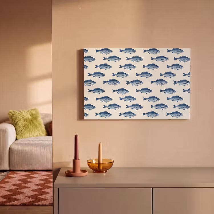 Canvas schilderij - Vis - Patroon - Blauw — 2