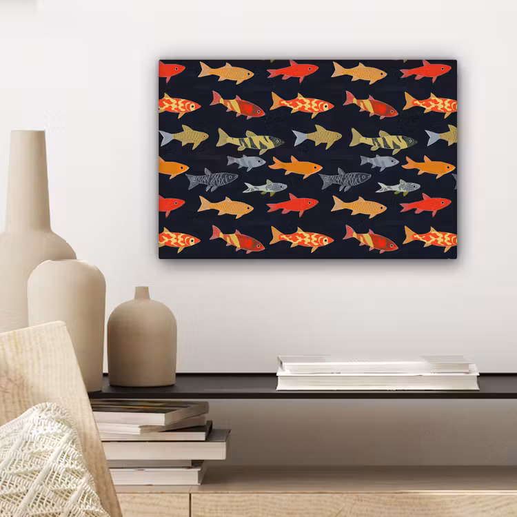Canvas schilderij - Vissen - Patroon - Kleurrijk — 5