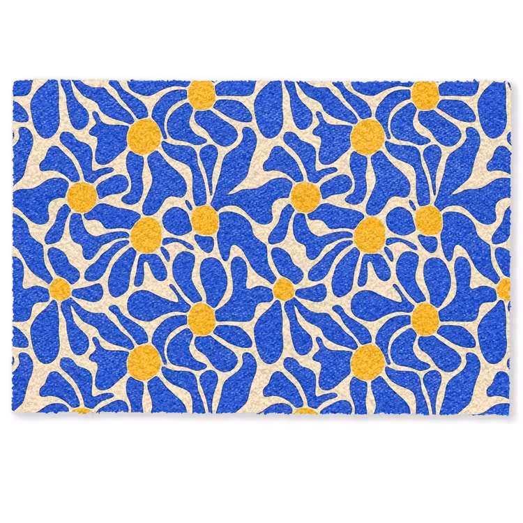 Deurmat - Abstract - Bloem - Blauw — 1