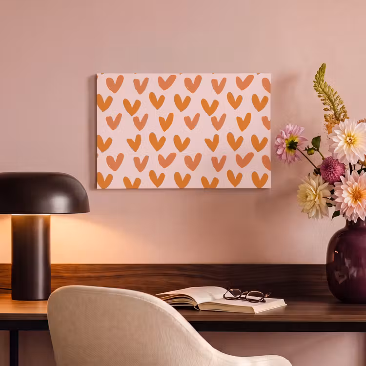 Canvas schilderij - Hartjes - Getekend - Oranje — 4