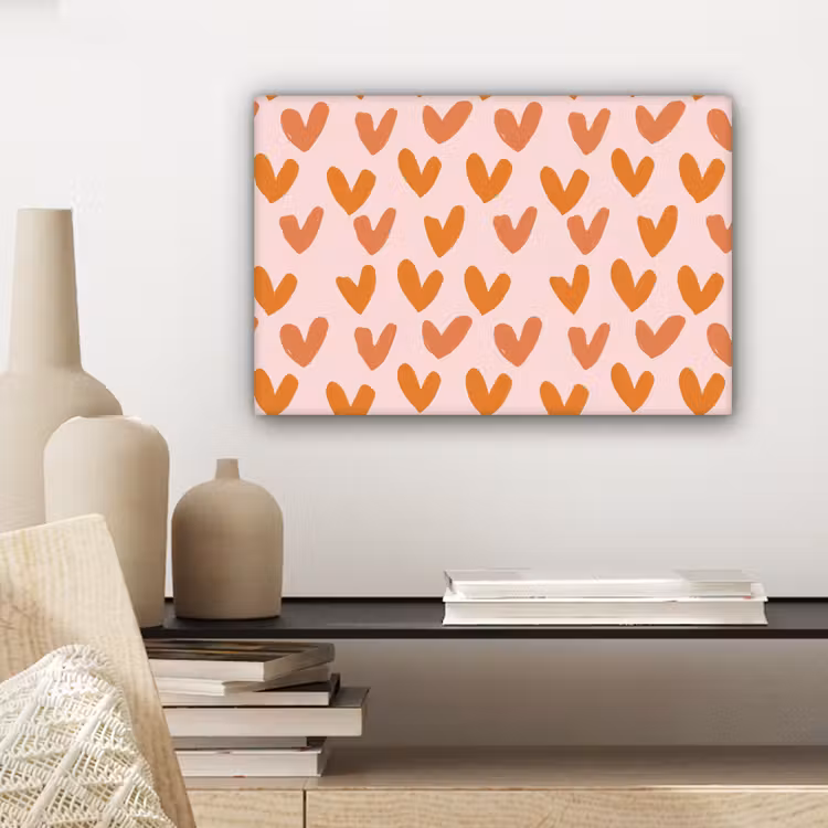 Canvas schilderij - Hartjes - Getekend - Oranje — 5