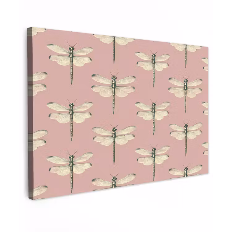 Canvas schilderij - Lillibellen - Patroon - Roze — 1