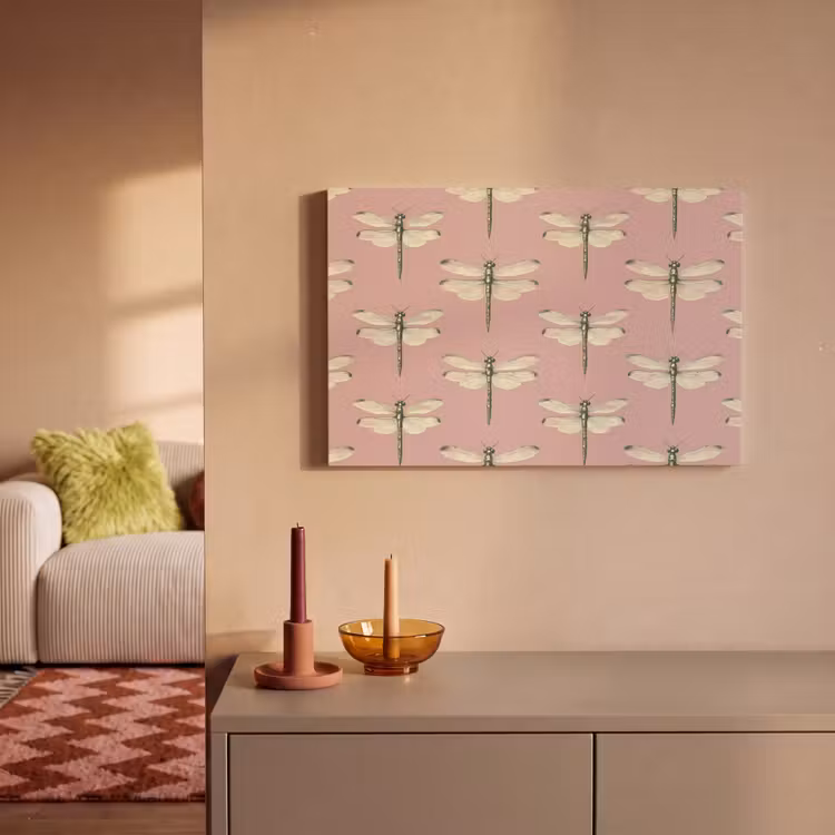 Canvas schilderij - Lillibellen - Patroon - Roze — 2