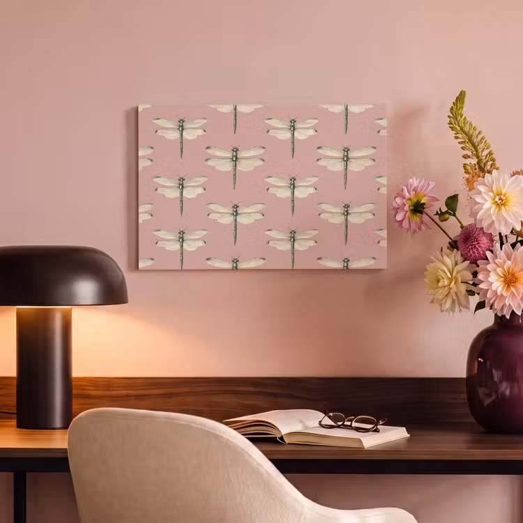 Canvas schilderij - Lillibellen - Patroon - Roze — 4