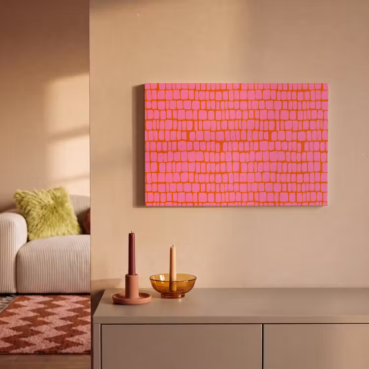 Canvas schilderij - Organisch - Raster - Roze — 2