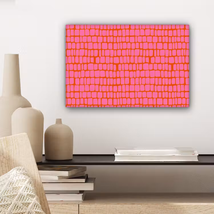 Canvas schilderij - Organisch - Raster - Roze — 5
