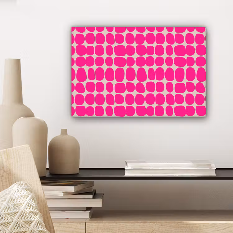 Canvas schilderij - Stippen - Patroon - Roze — 5