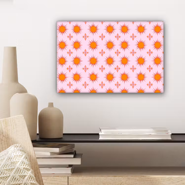 Canvas schilderij - Zon - Patroon - Roze — 5