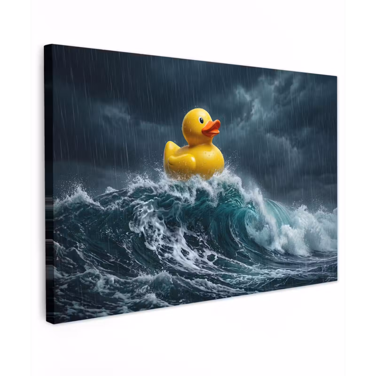 Canvas schilderij - Storm - Badeend - Golven — 1