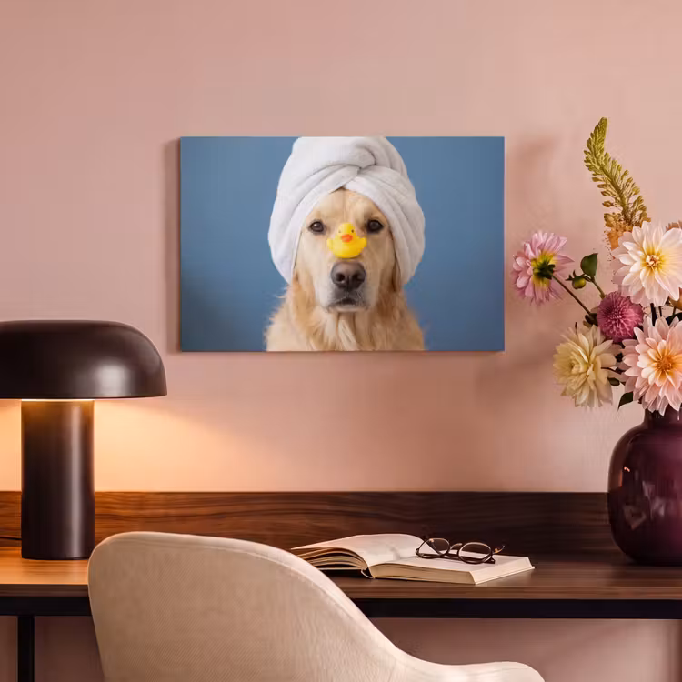 Canvas schilderij - Hond - Badeend - Geel — 4