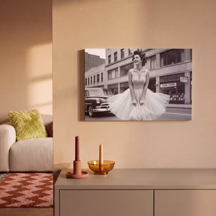 Canvas schilderij - Retro - Vrouw - Zwart - Wit — 2