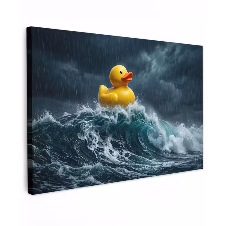 Canvas schilderij - Storm - Badeend - Golven — 1