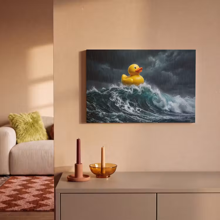 Canvas schilderij - Storm - Badeend - Golven — 2
