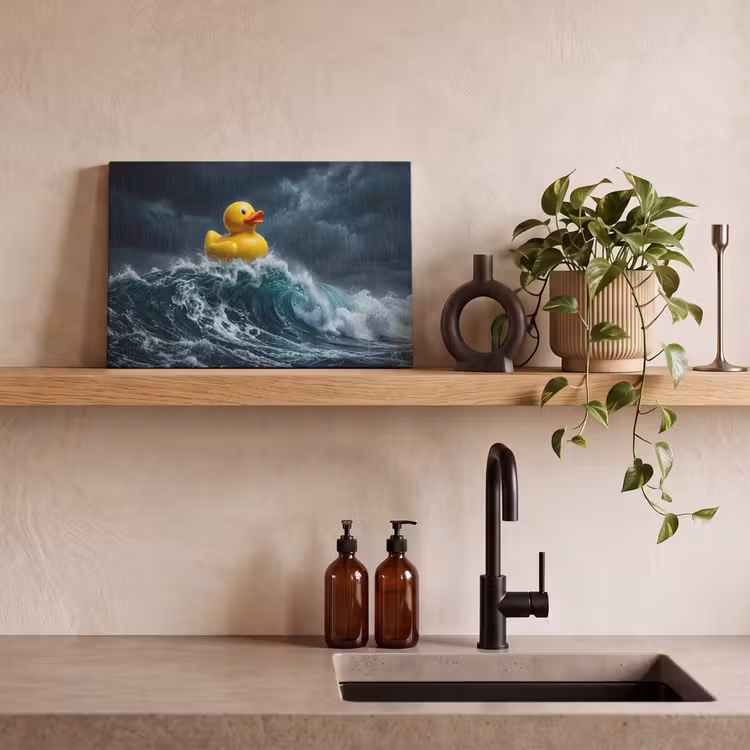 Canvas schilderij - Storm - Badeend - Golven — 3