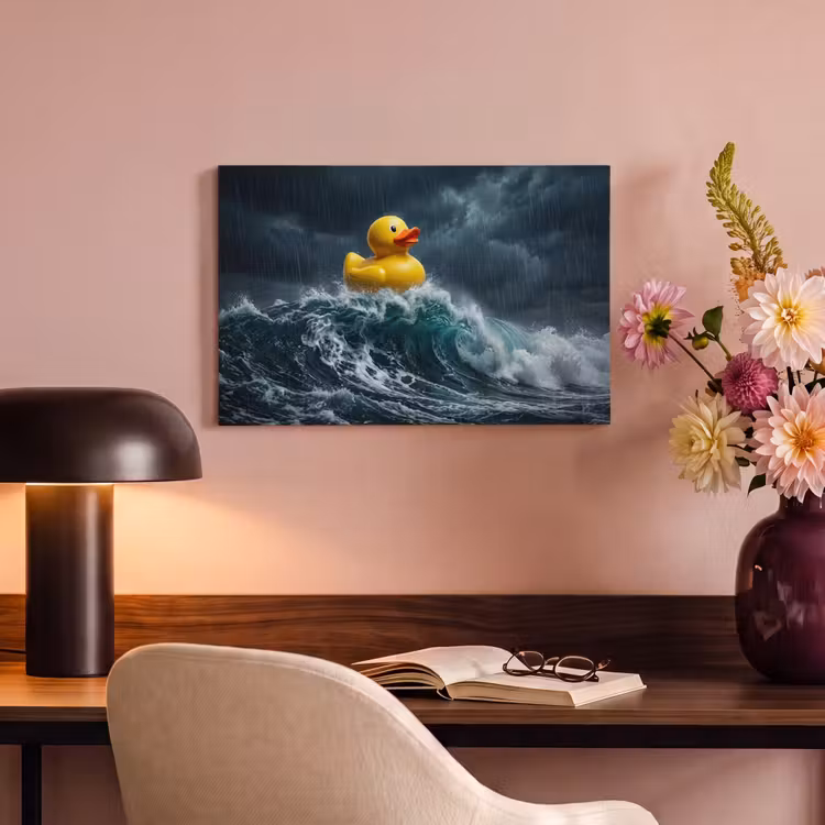 Canvas schilderij - Storm - Badeend - Golven — 4