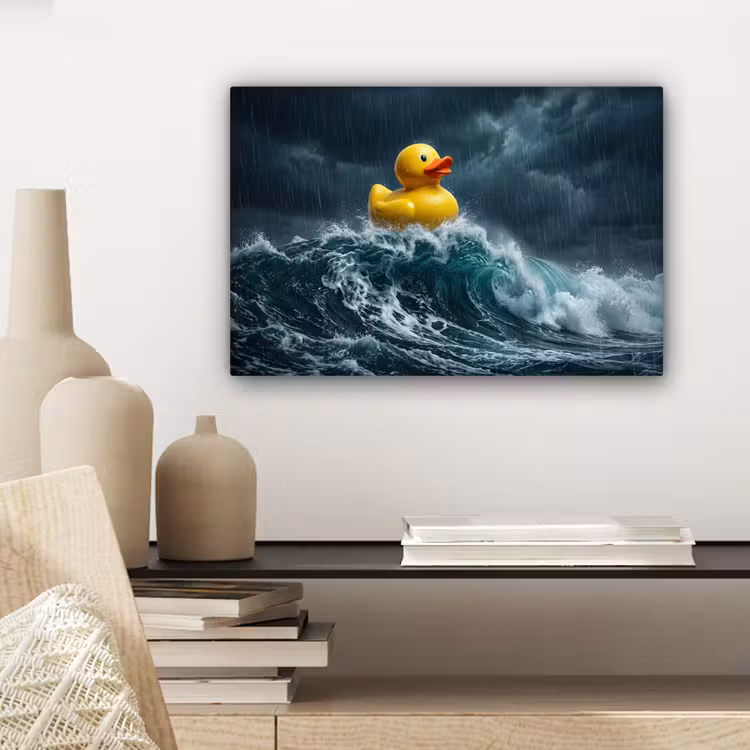 Canvas schilderij - Storm - Badeend - Golven — 5