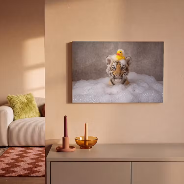 Canvas schilderij - Welpje - Bad - Geel — 2
