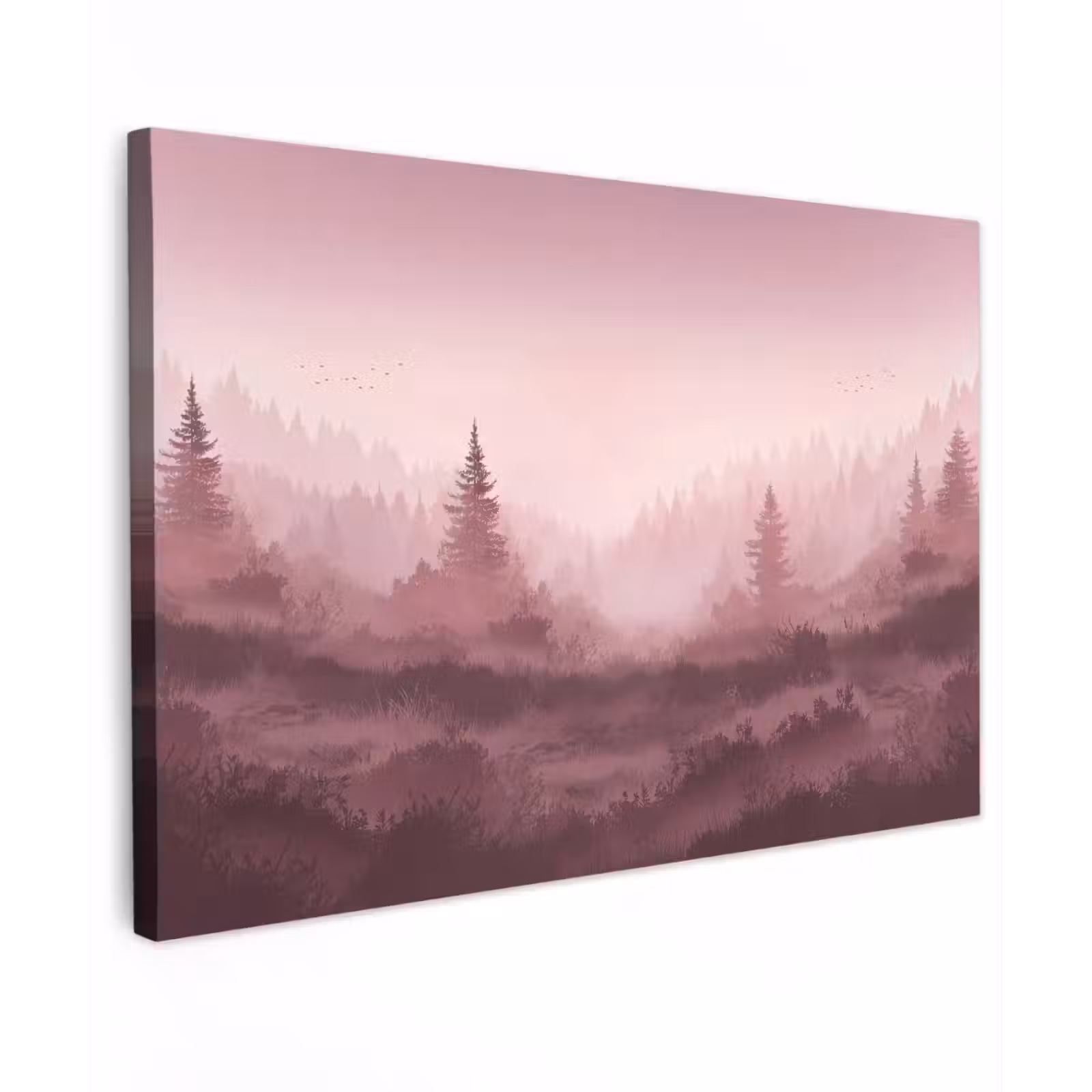 Canvas schilderij - Landschap - Mistig - Roze — 1