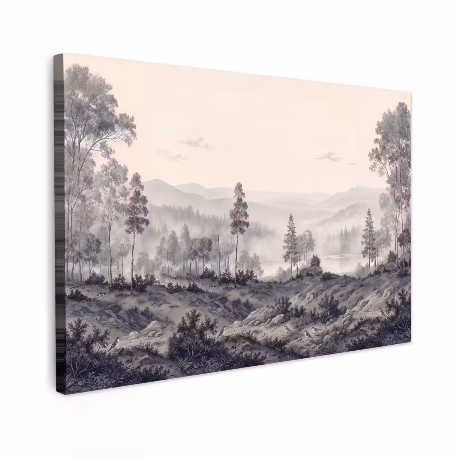 Canvas schilderij - Mistig - Berglandschap - Illustratie — 1